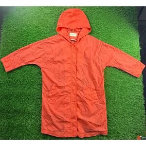 Bushbury British Hooded Jacket Sz L Lightweight Windbreaker Coral Red Coat